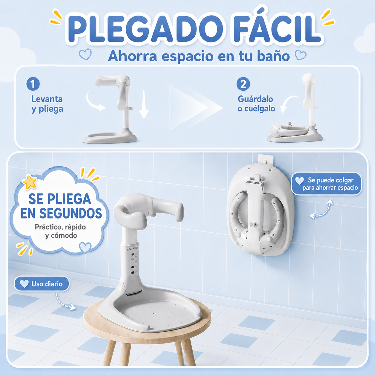 Aquabimbi AquaFold™ | Soporte de baño plegable para bebés