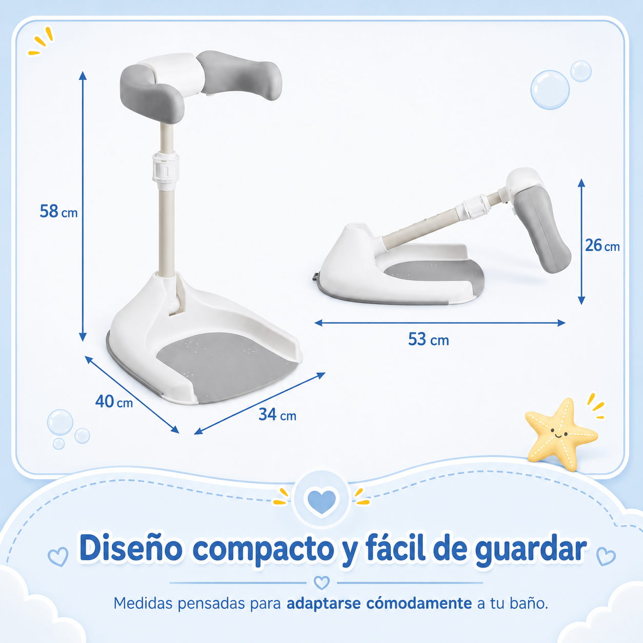 Aquabimbi AquaLite™ | Soporte de baño plegable para bebés