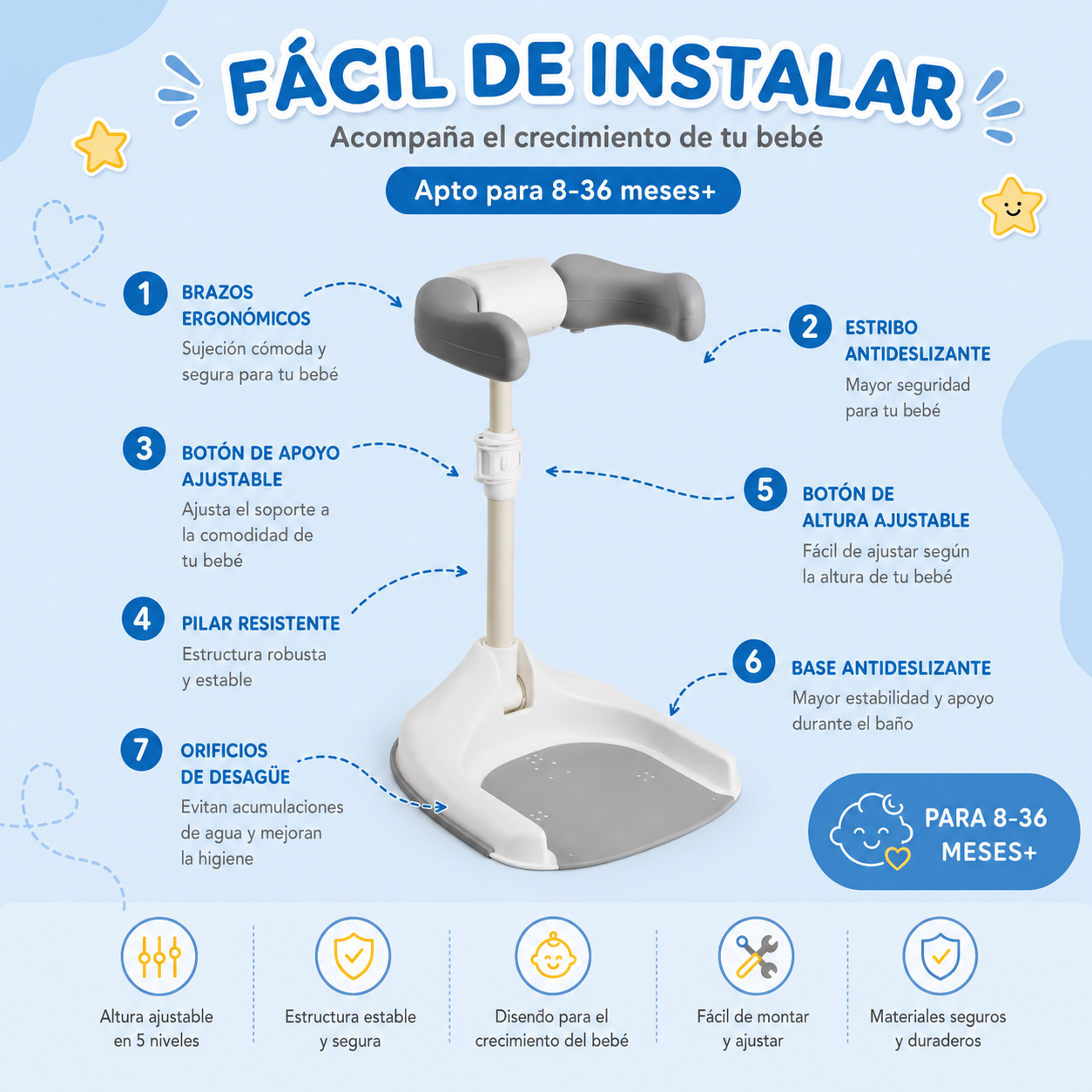 Aquabimbi AquaLite™ | Soporte de baño plegable para bebés